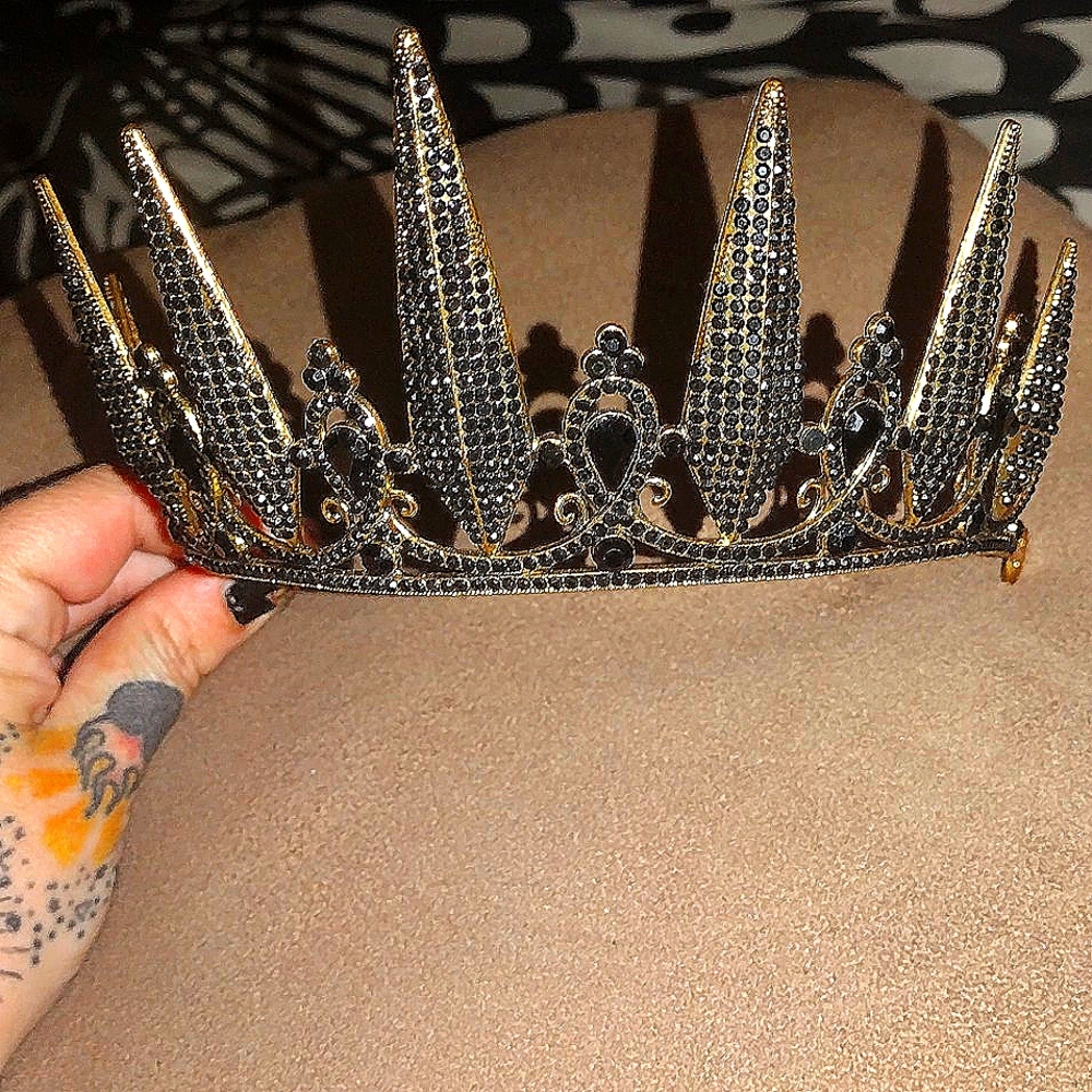 A Black & Gold Rhinestone Tiara